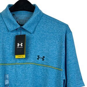 NEW Under Armour The Playoff Polo‎ Mens L Performance Stretch Golf Polo Blue $70